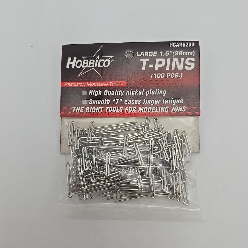 HOBBICO 1.5" LARGE NICKEL PLATED T-PINS ( PACKAGE OF 100 )( PART #‎ HCAR5200 )